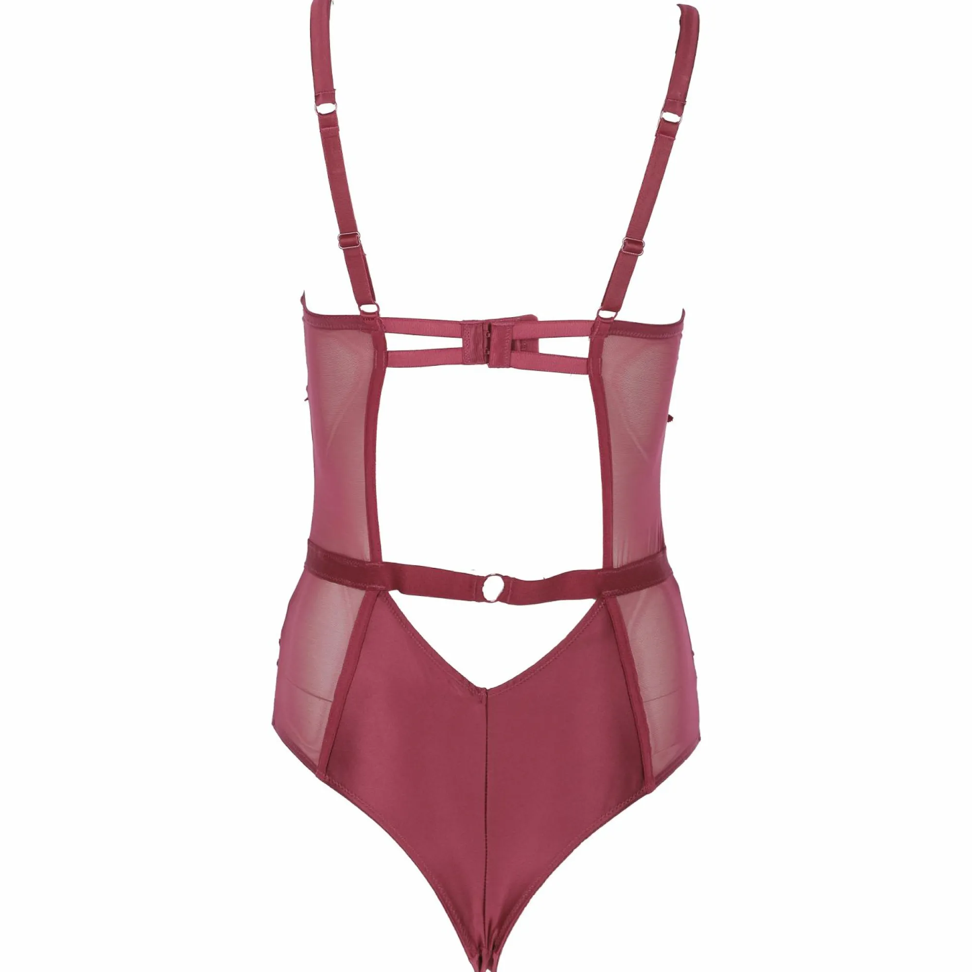 Lingerie Et Vêtements De Nuit|LA CITY Body coque dentelle et satin cassis Rouge