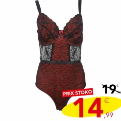 Lingerie Et Vêtements De Nuit|BELLA DIVA Body en dentelle fine noir et Rouge