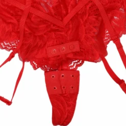 Lingerie Et Vêtements De Nuit|LA CITY BODY STRING TULLE ET DENTELLE PORTE JARETELLE Rouge