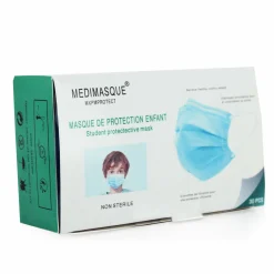 Santé Et Bien-Être|Stokomani Boîte de 30 masques jetables pour enfant Bleu