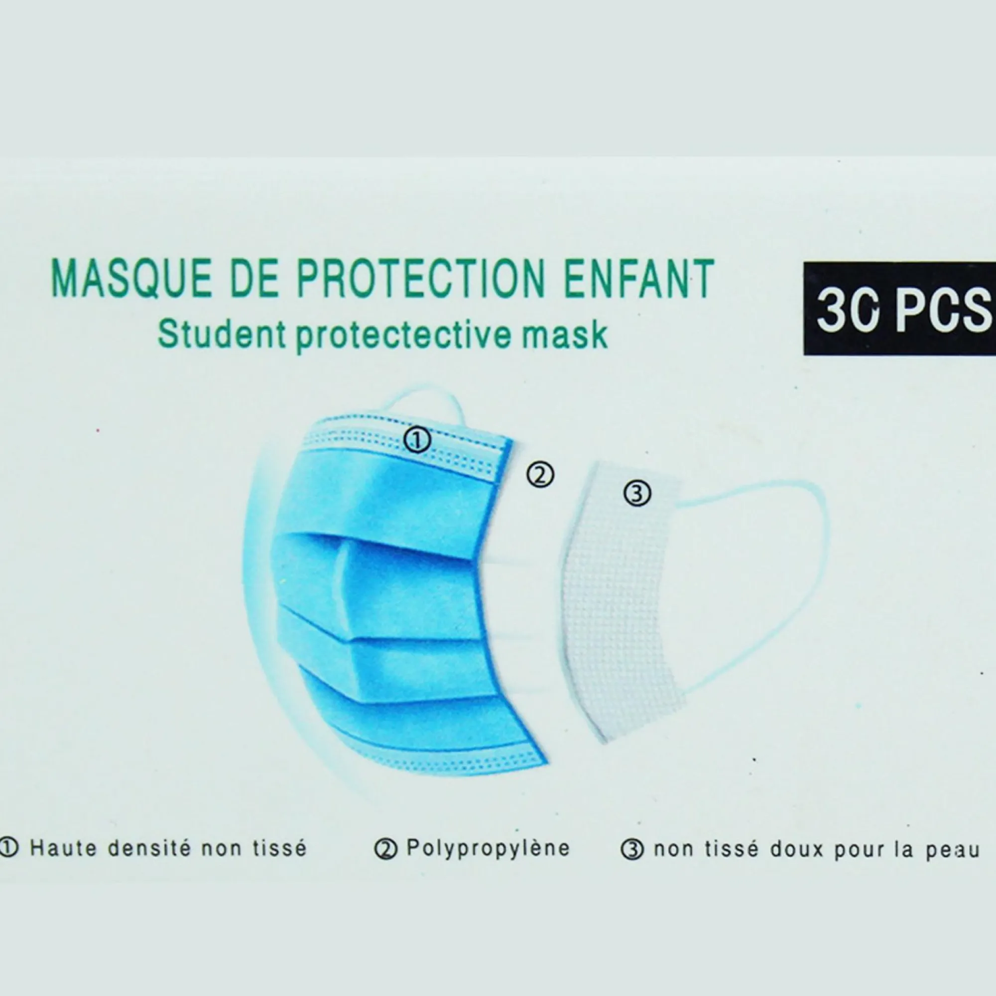 Santé Et Bien-Être|Stokomani Boîte de 30 masques jetables pour enfant Bleu