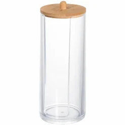 Accessoires Beauté|BAMBOU COLLECTION Boîte de rangement pour coton avec couvercle en bambou