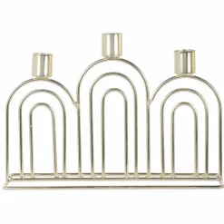 Bougies|DECLIC HOME Bougeoir centre de table à 3 têtes en métal doré