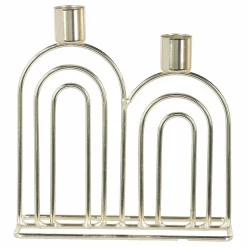 Bougies|DECLIC HOME Bougeoir centre de table 2 têtes en métal doré