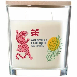 Bougies|Stokomani Bougie ovale grenade d'inde avec couvercle bambou