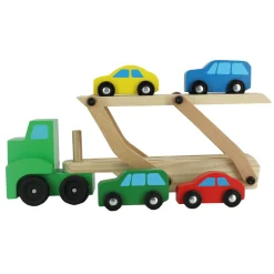 Jouet|De 0 À 24 Mois|MOJY Camion en bois + 4 voitures