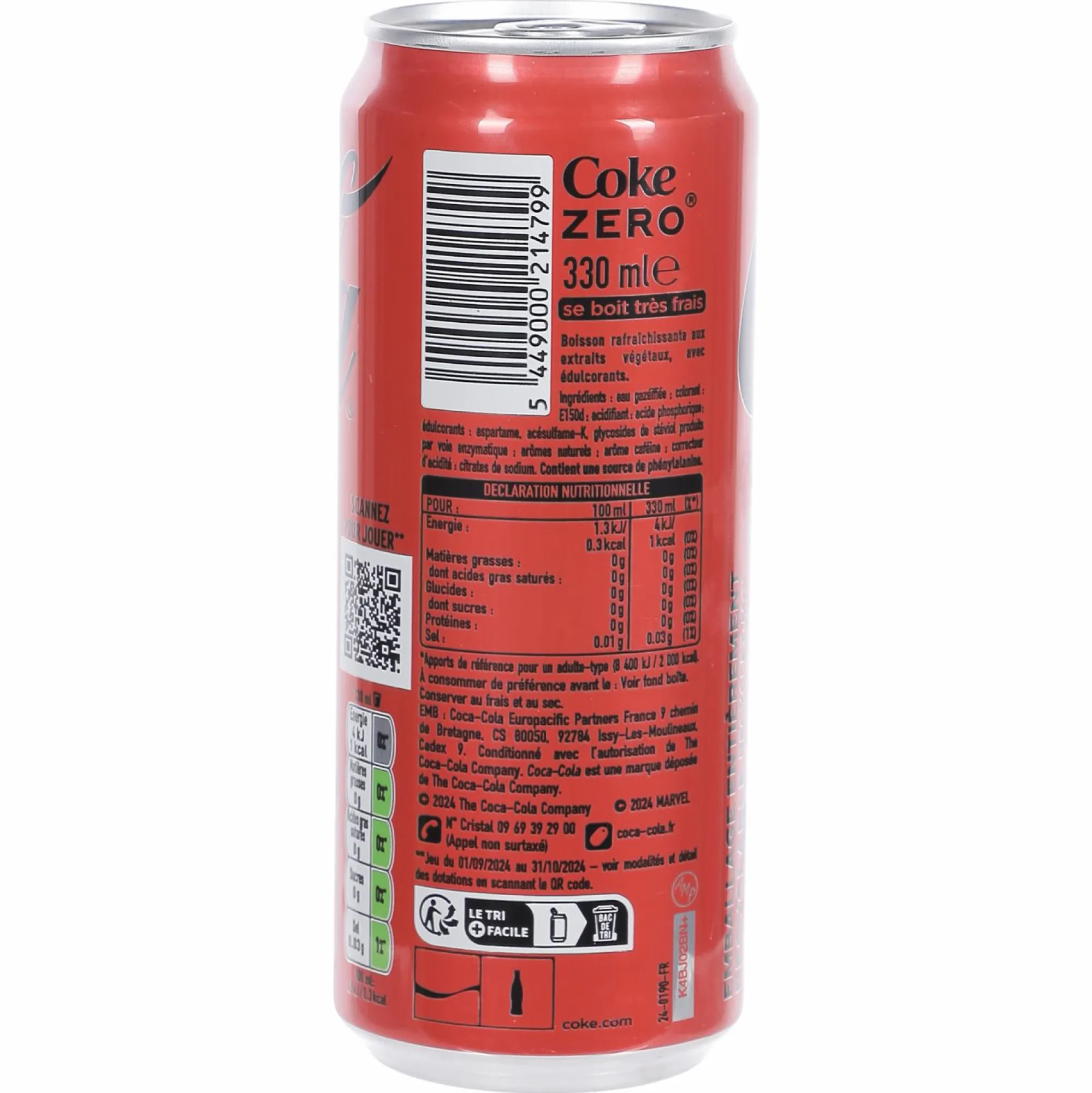 Boissons|COCA COLA ZERO Canette de coca cola zéro