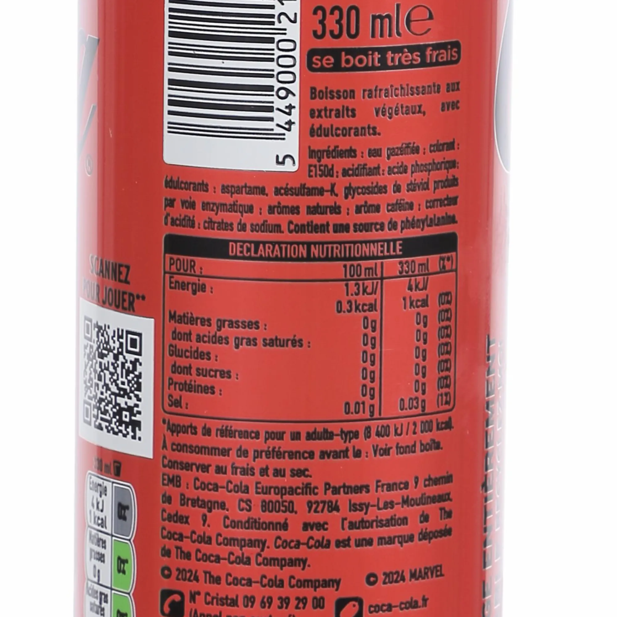 Boissons|COCA COLA ZERO Canette de coca cola zéro