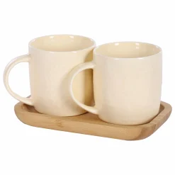 Vaisselle Et Service|Stokomani Coffret 2 mugs + plateau en bambou