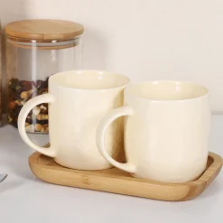 Vaisselle Et Service|Stokomani Coffret 2 mugs + plateau en bambou