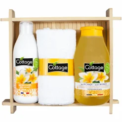 Coffrets Beauté Et Parfums|COTTAGE Coffret lait hydratant + gel douche monoï + serviette