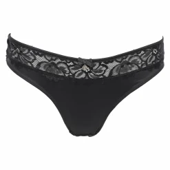 Lingerie Et Vêtements De Nuit|LA CITY Culotte dentelle et satin Noir