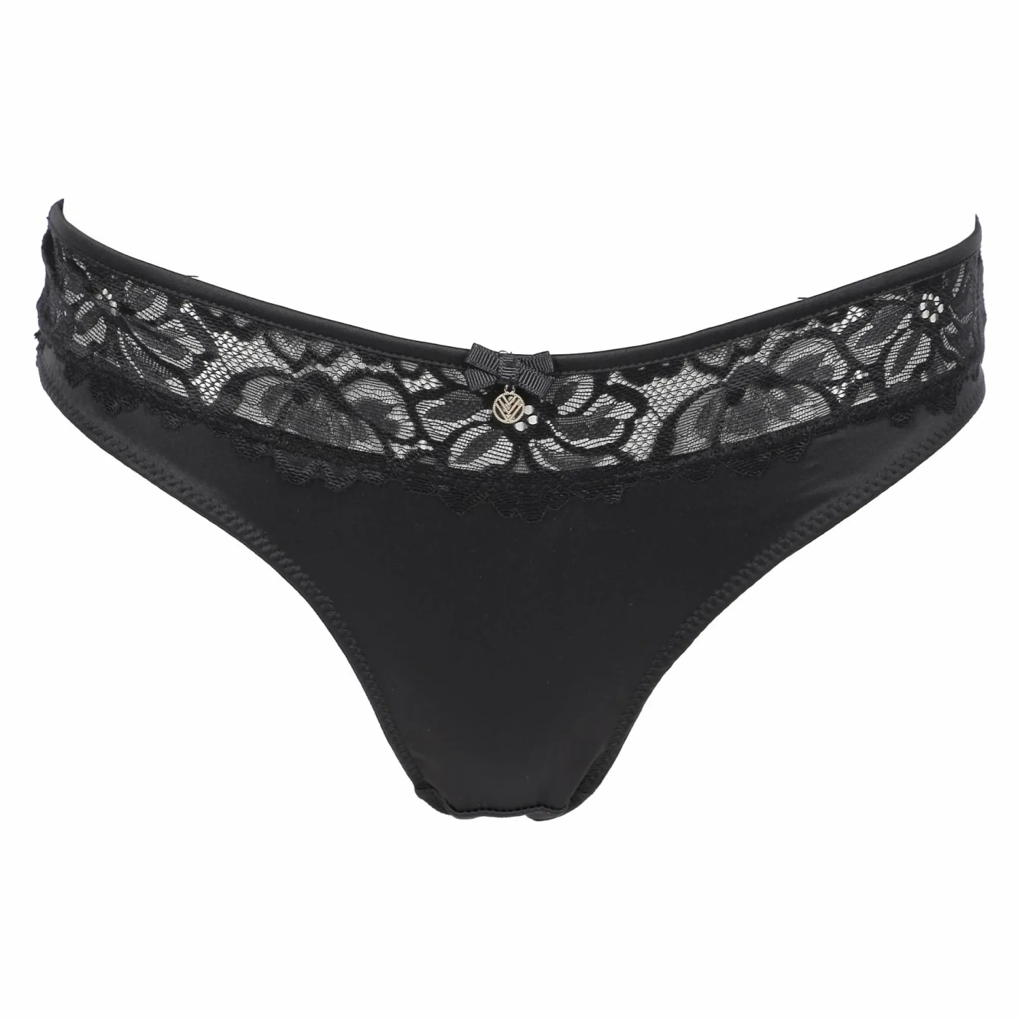 Lingerie Et Vêtements De Nuit|LA CITY Culotte dentelle et satin Noir