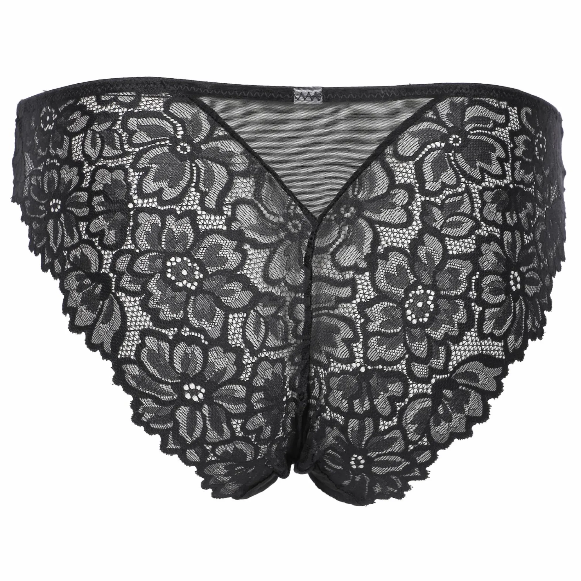 Lingerie Et Vêtements De Nuit|LA CITY Culotte dentelle et satin Noir