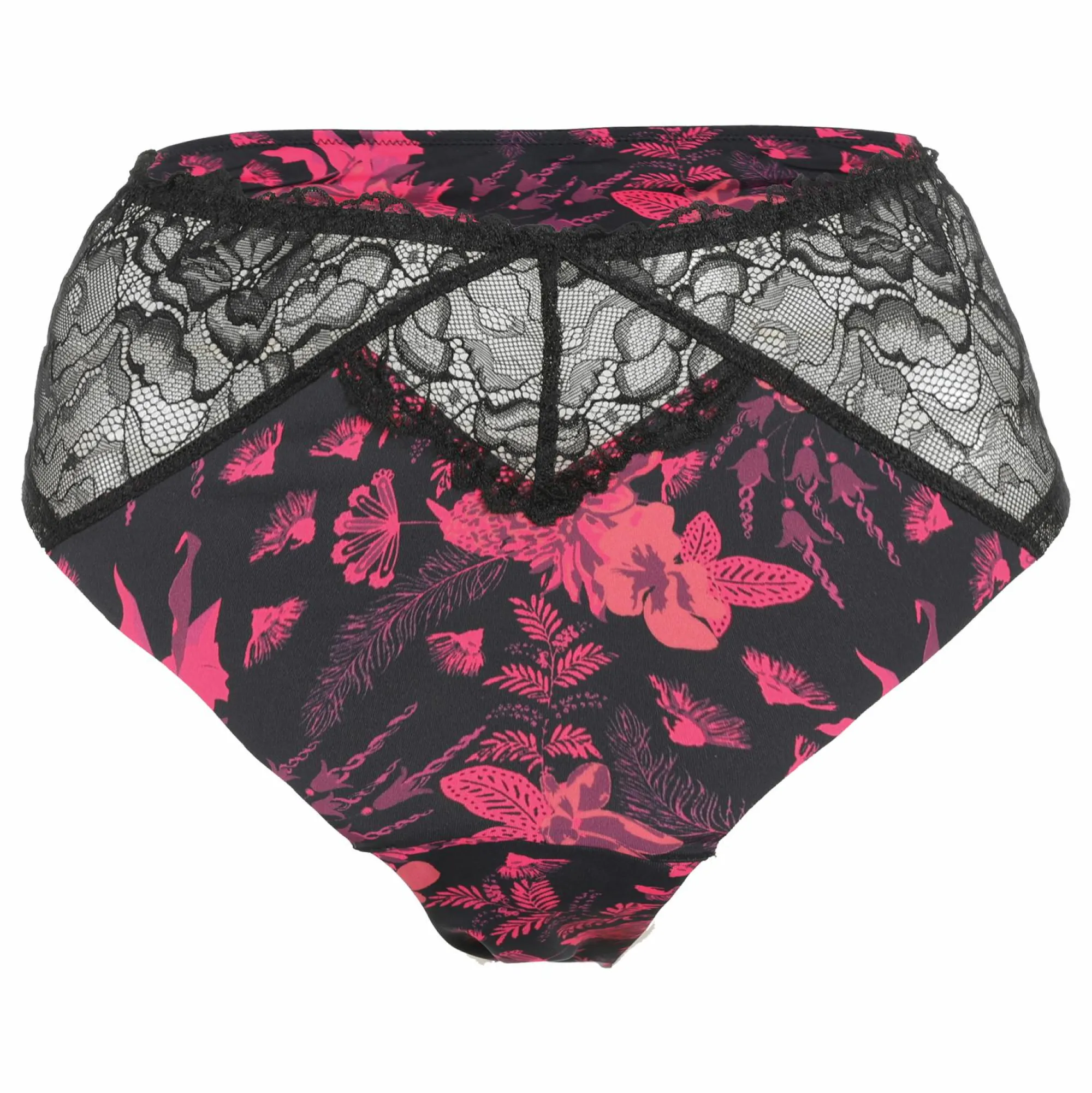 Lingerie Et Vêtements De Nuit|SEDUCCIA Culotte en dentelle fleurie noir et Rose