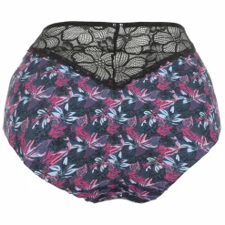 Lingerie Et Vêtements De Nuit|SEDUCCIA Culotte en dentelle fleurie noire et e Bleu