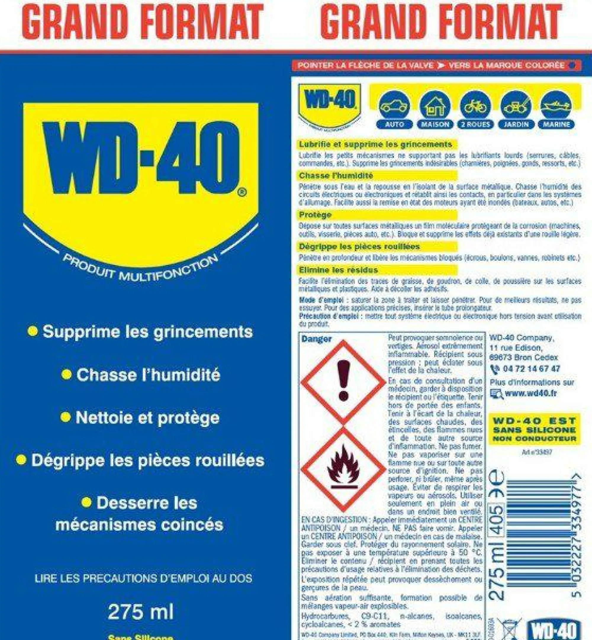 Outils De Bricolage|WD 40 Dégrippant 275 ml