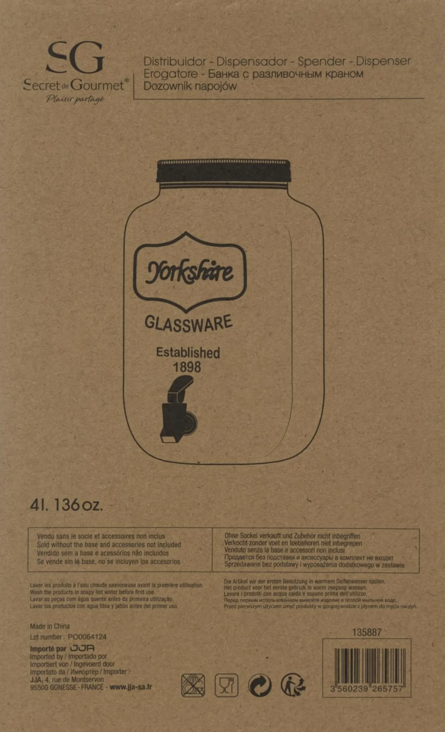 Vaisselle Et Service|SECRET DE GOURMET Distributeur de boisson 4L