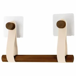 Salle De Bain Et Wc|Stokomani Dérouleur papier WC en bambou et lanière simili cuir beige