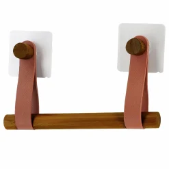 Salle De Bain Et Wc|Stokomani Dérouleur papier WC en bambou et lanière simili cuir terracotta