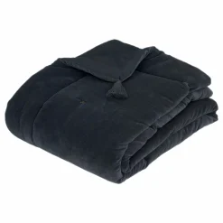 Linge De Chambre|ATMOSPHERA Edredon en velours gris foncé 150x150cm