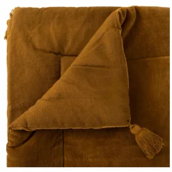 Linge De Chambre|ATMOSPHERA Edredon en velours jaune moutarde 150x150cm