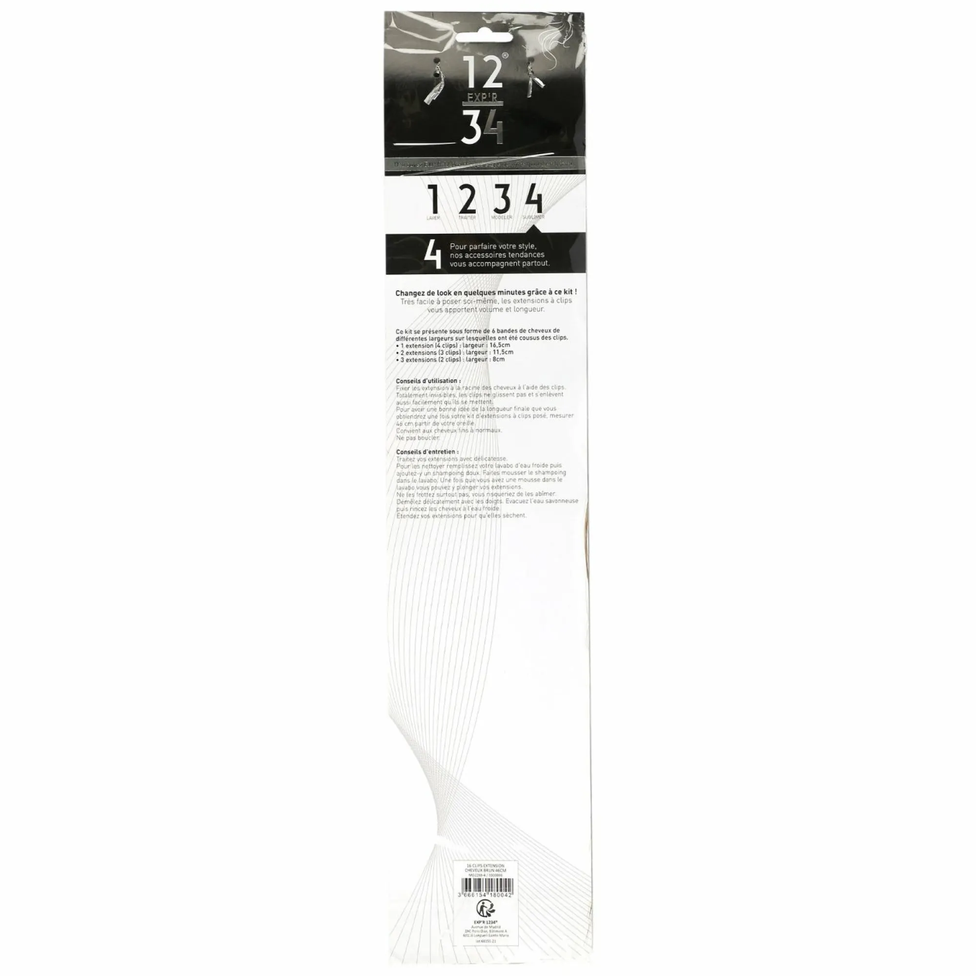 Cheveux|EXPR 1234 Extensions cheveux à clips brunes 46 cm