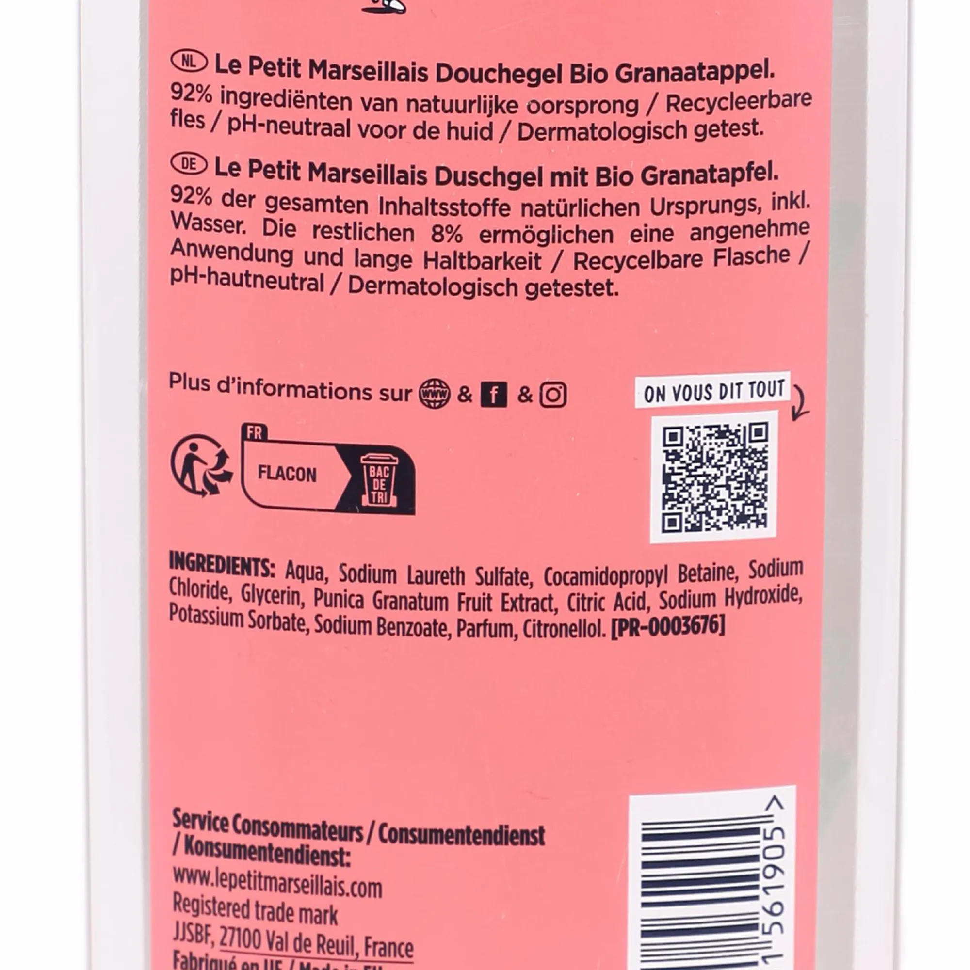 Hygiène|LE PETIT MARSEILLAIS Gel douche BIO grenade de méditerranée