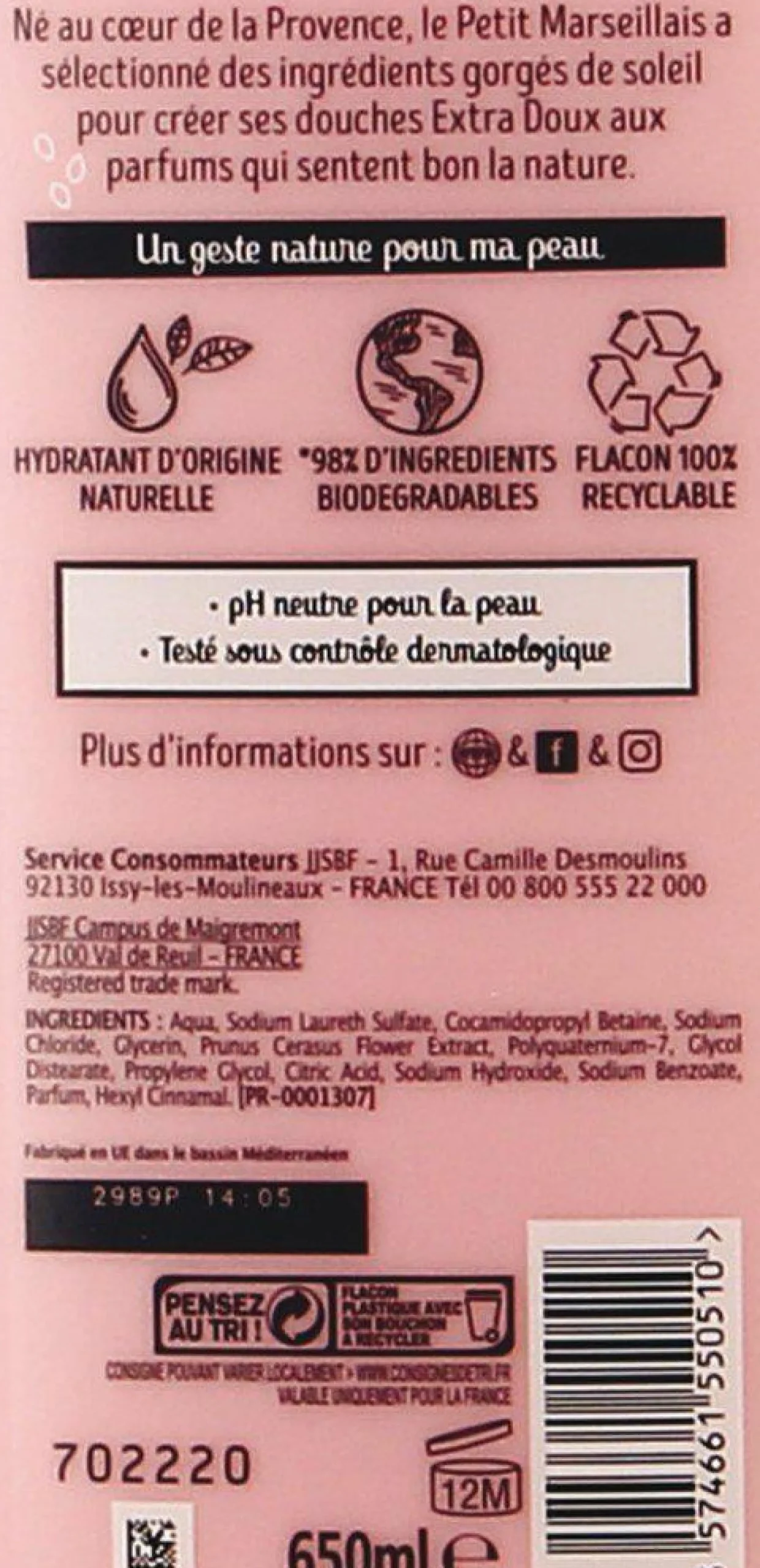 Hygiène|LE PETIT MARSEILLAIS Gel douche fleur de cerisier