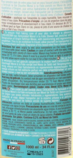 Hygiène|EVOLUDERM Gel douche monoï à la folie