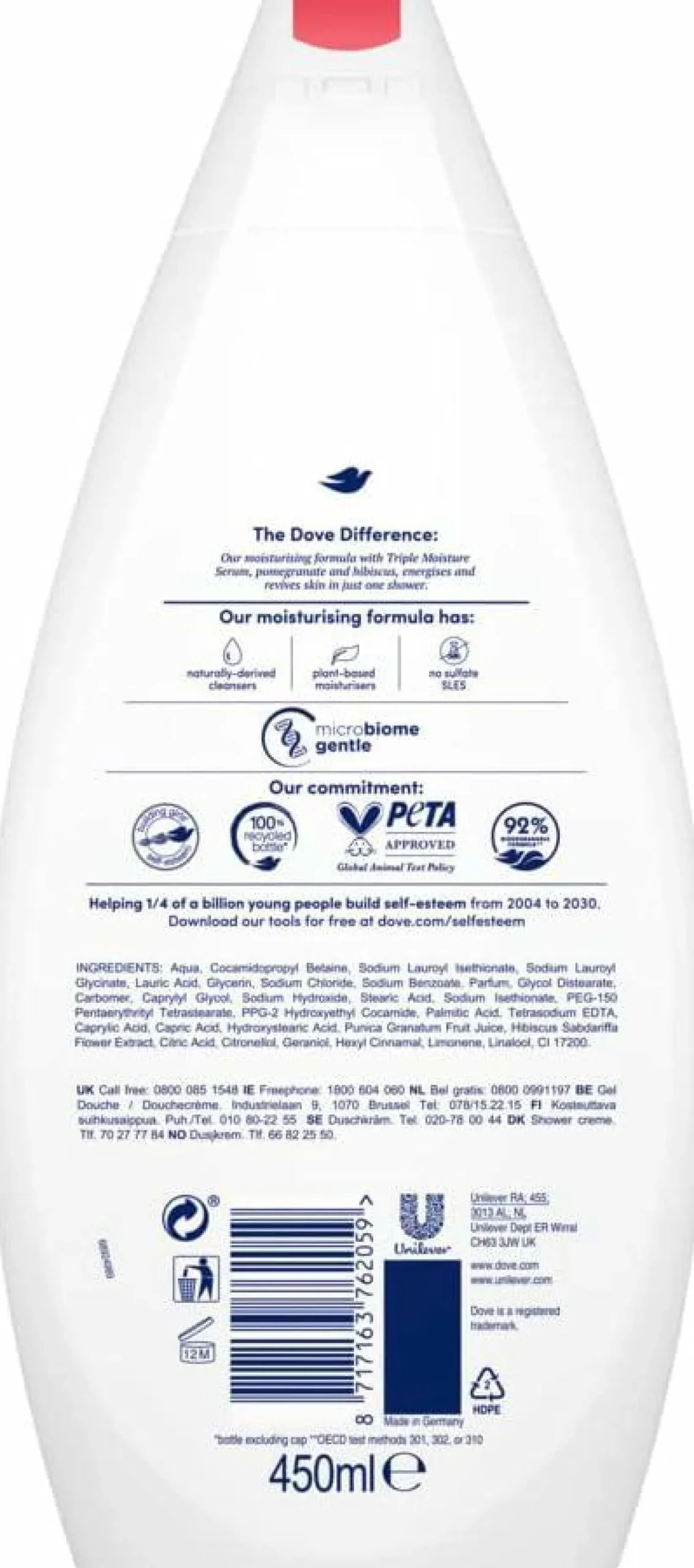 Hygiène|DOVE Gel douche revitalisant Grenade et Hibiscus