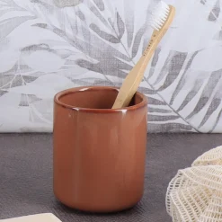 Salle De Bain Et Wc|Stokomani Gobelet de salle de bain terracotta