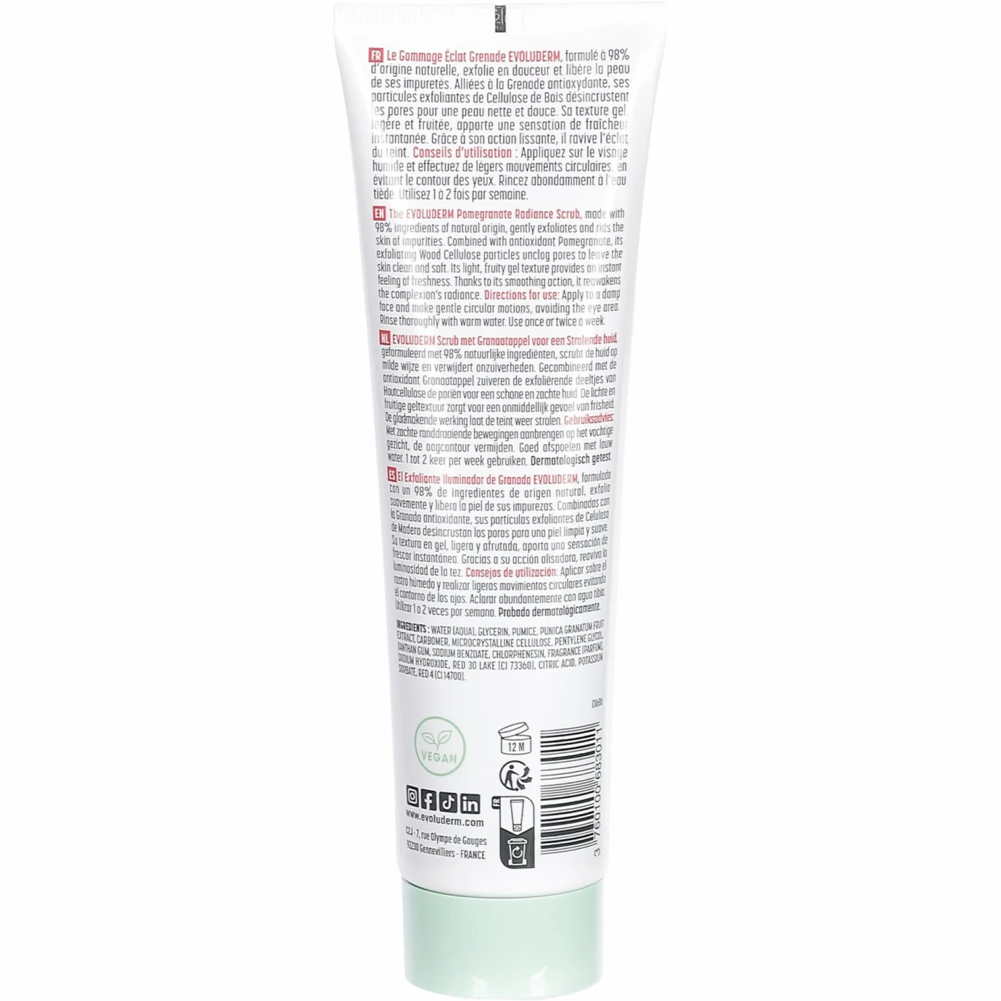 Visage|EVOLUDERM Gommage visage à la grenade