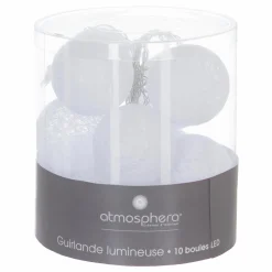 Luminaires|ATMOSPHERA Guirlande LED 10 boules blanc à pile