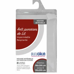 Linge De Chambre|BLEU CALIN Housse de matelas intégrale anti punaises 90x190cm