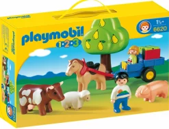 Jouet|De 0 À 24 Mois|PLAYMOBIL Jeux de construction - Enfant, charrette et animaux