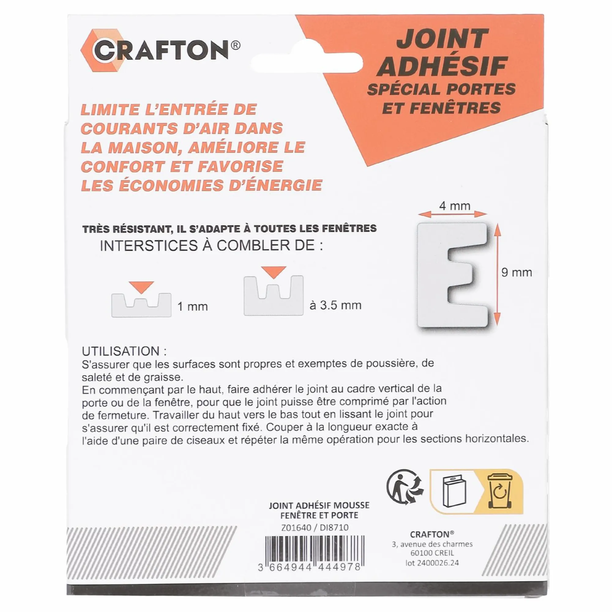 Outils De Bricolage|CRAFTON Joint adhésif mousse fenêtre et porte