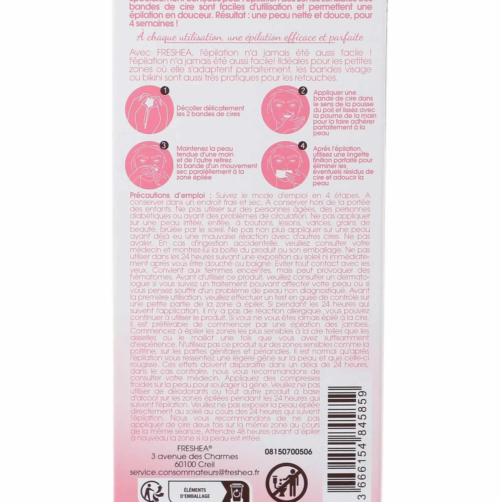 Hygiène|FRESHEA Kit de 28 bandes de cire froide