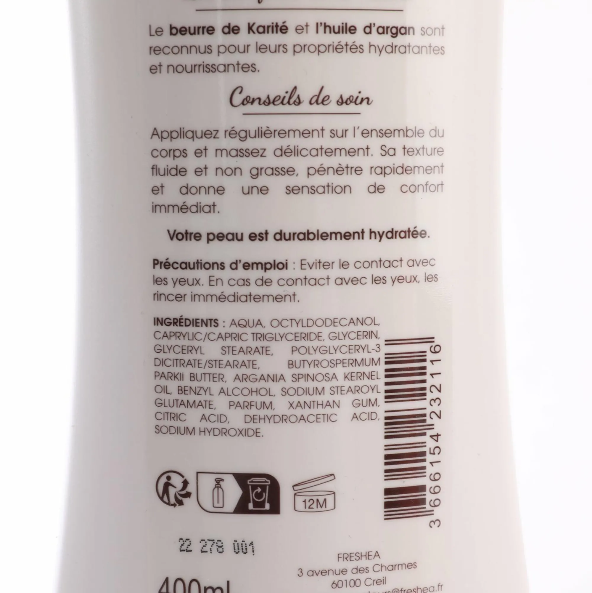 Corps|FRESHEA Lait anti-dessèchement corps argan et karité