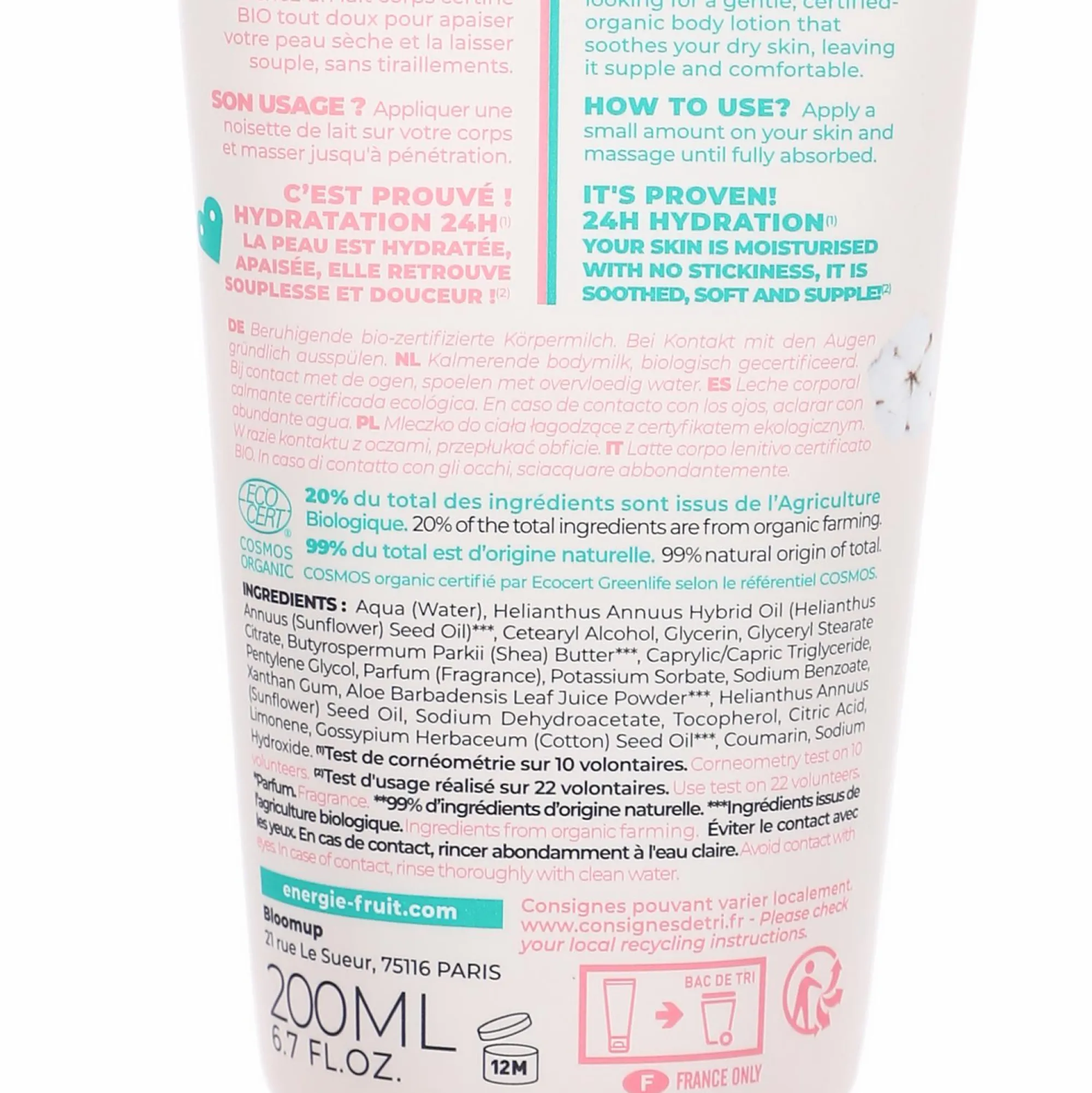 Corps|ENERGIE FRUIT Lait corps doux apaisant fleur de coton