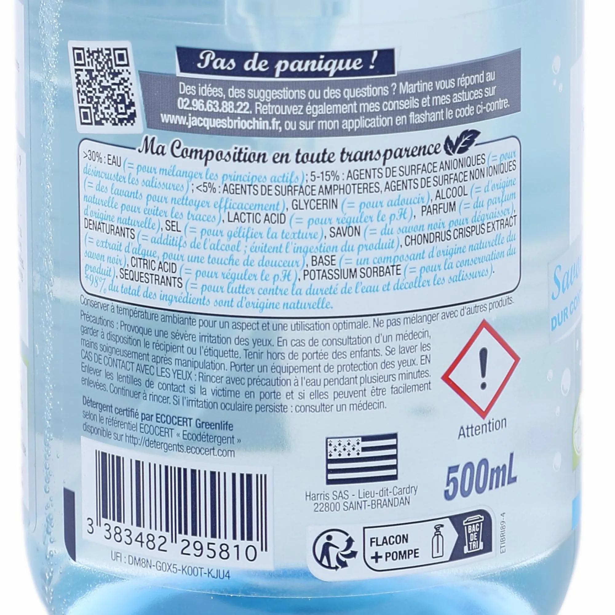 Produits Ménagers|LE BRIOCHIN Liquide vaisselle mains au savon noir et algues marines