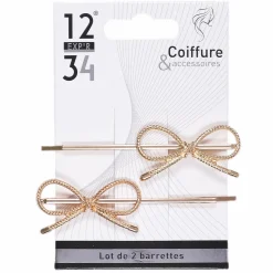 Cheveux|Stokomani Lot de 2 barrettes nœud rose gold