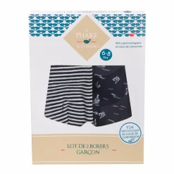 Sous-Vêtements Et Vêtements De Nuit|LE PHARE DE LA BALEINE LOT DE 2 BOXERS COTON BIO EN BOITE