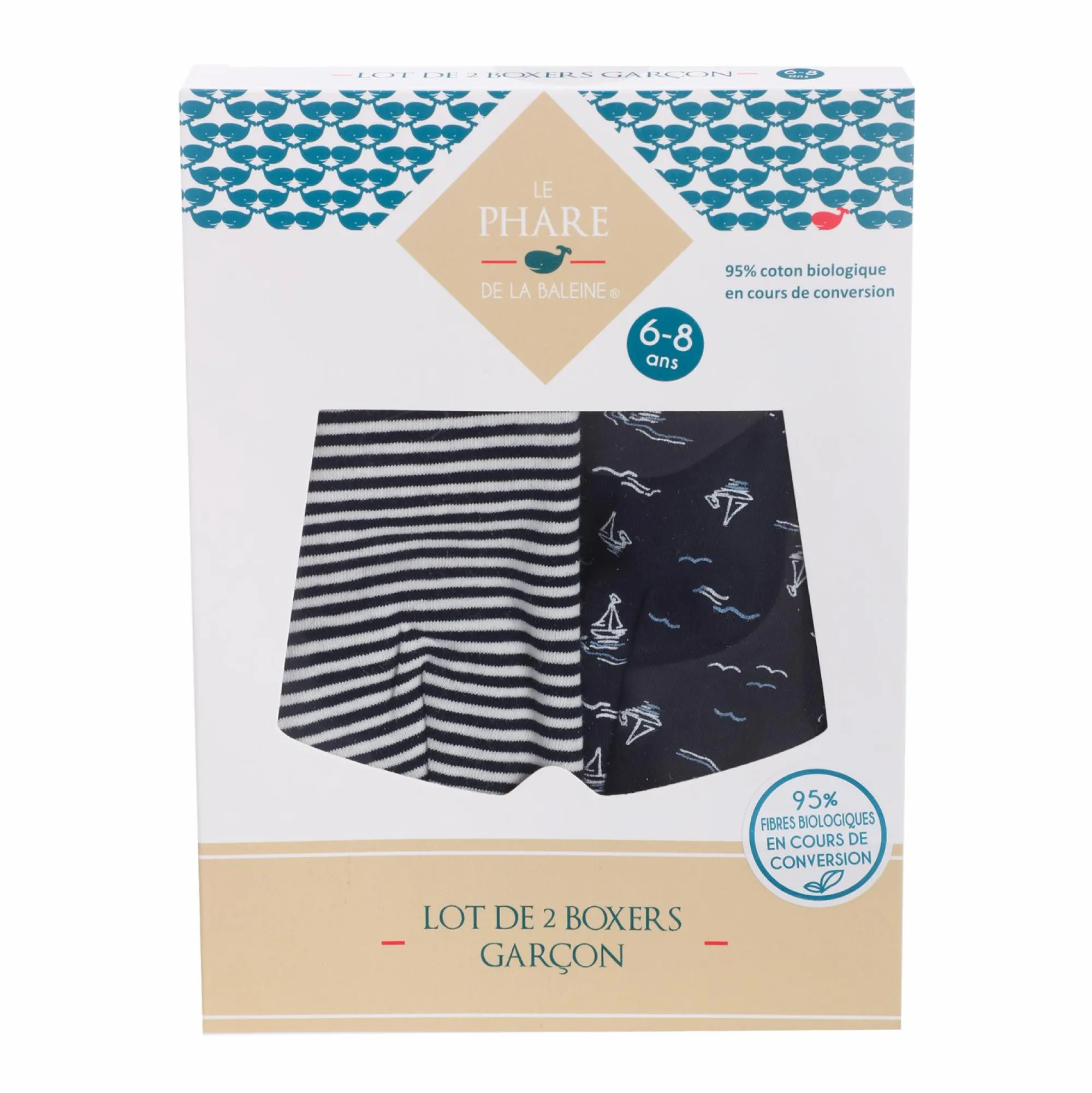 Sous-Vêtements Et Vêtements De Nuit|LE PHARE DE LA BALEINE LOT DE 2 BOXERS COTON BIO EN BOITE