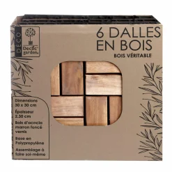 Mobilier Et Décoration De Jardin|DECLIC GARDEN Lot de 6 dalles en acacia