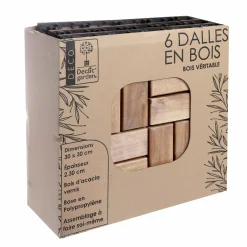 Mobilier Et Décoration De Jardin|DECLIC GARDEN Lot de 6 dalles en acacia