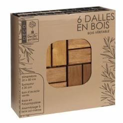 Mobilier Et Décoration De Jardin|DECLIC GARDEN Lot de 6 dalles en acacia