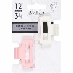 Cheveux|Stokomani Lot de 2 pinces rose et beige