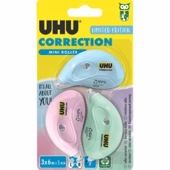 Papeterie Et Bureau|UHU Lot de 3 rollers de correction mini pastel