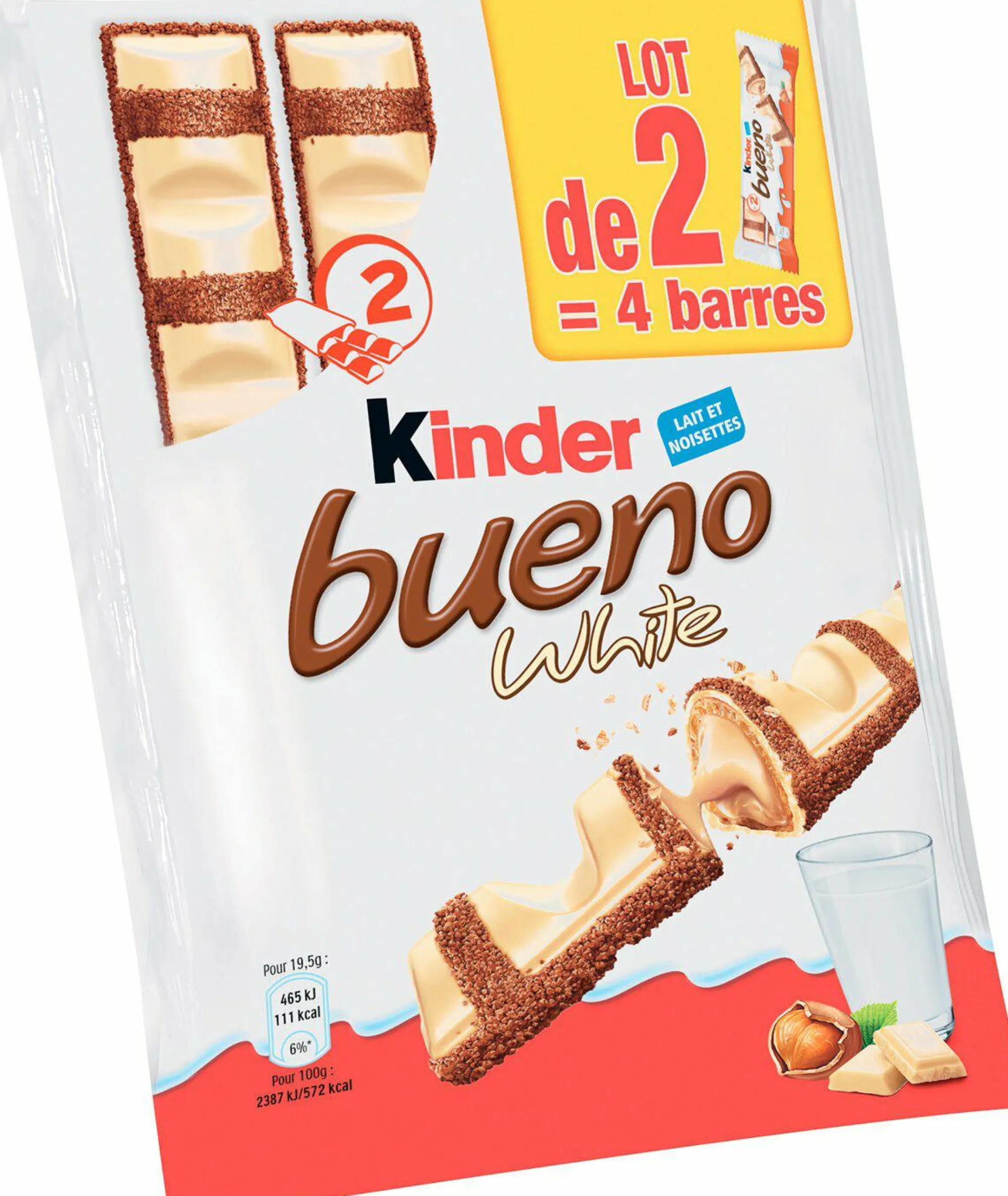 Épicerie Sucrée|Stokomani Lot de 2x2 barres de Kinder Bueno white